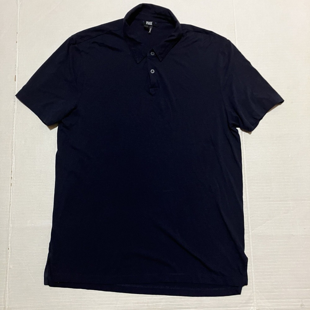 Paige Polo Shirt Mens Medium Black Cotton Blend Short Sleeve Collared‎ Golf